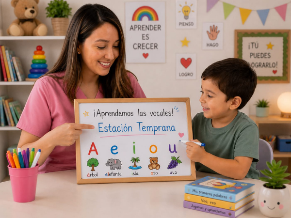 Terapeuta trabajando con niño en Estación Temprana